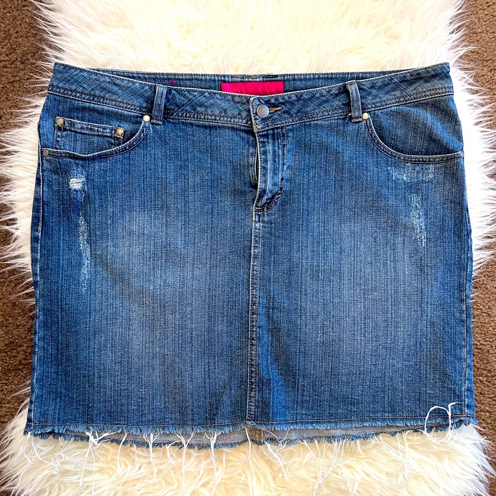 Denim Distressed Skirt Size 16